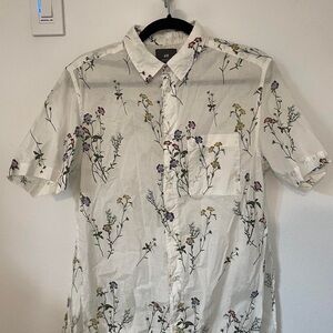 H&M Wildflowers Floral Print Button-Up Shirt Size L
